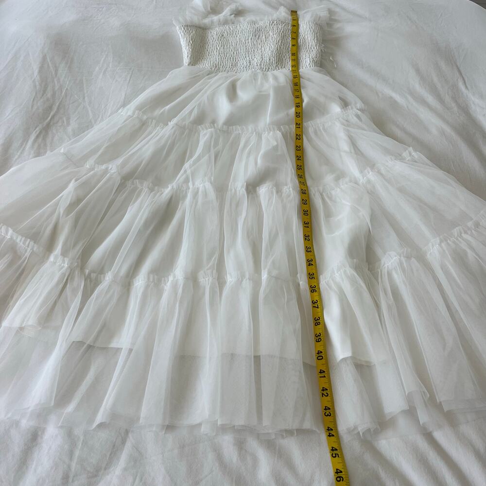 NWT *Baltic Born* Emma Smocked Tulle Tiered Midi Dress | Off White | Size XS - Picture 7 of 9